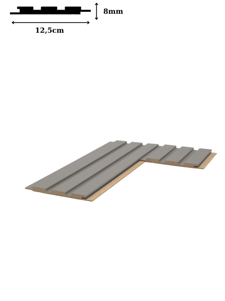 Vesta 8 mm 12,5x280 cm Soft Açık Gri MDF Duvar Paneli