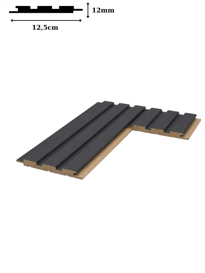 Vesta 12mm 12,5x280 cm Saten Koyu Antrasit Mdf Duvar Paneli